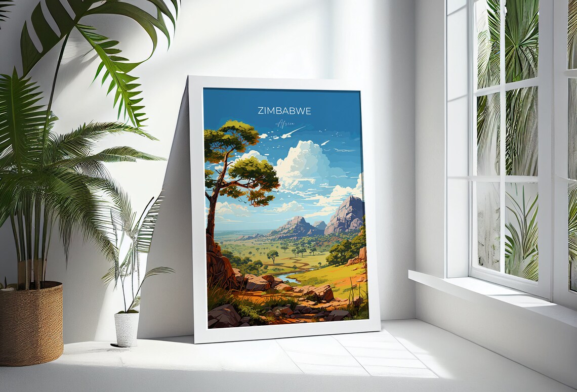 Zimbabwe Travel Poster, Africa Wall Art Print - Image 3