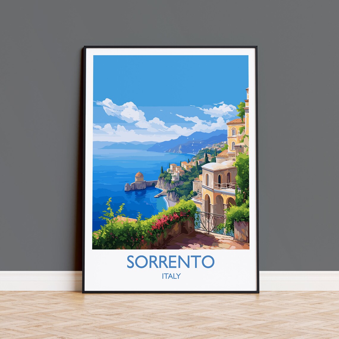 Sorrento Italy Cliffside Coast View Amalfi Bay Travel Poster