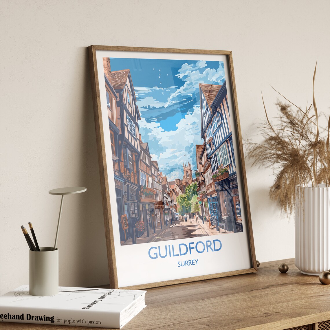 Guildford Surrey Tudor High Street Historic Town Travel Poster - Image 2