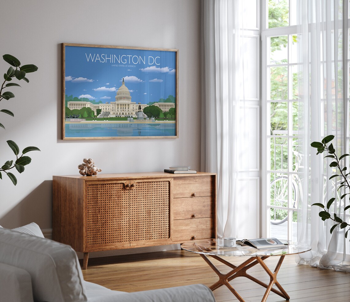 Washington DC Capitol Building Panorama Landmark City Poster - Image 3
