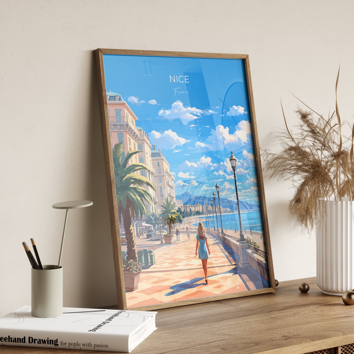 Nice Promenade des Anglais France Riviera Beachfront Scene Poster - Image 2