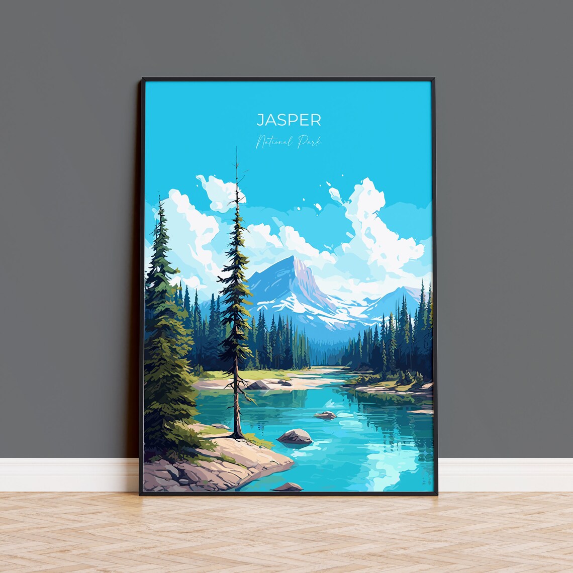 Jasper National Park Snowy Peak Turquoise Lake Canadian Rockies Poster