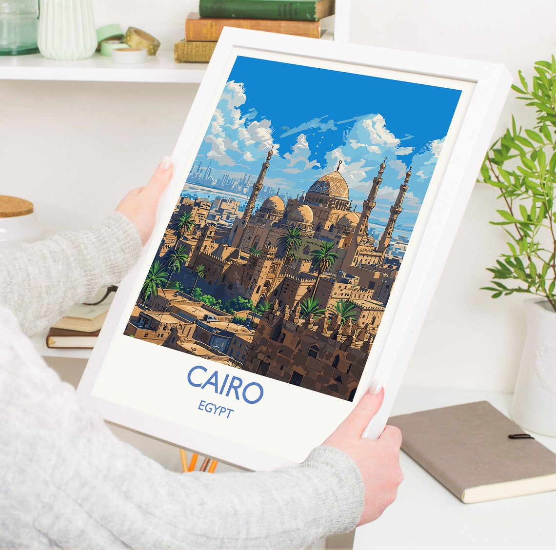 Cairo Egypt Islamic Cairo Historic Mosque White Border Travel Poster - Image 3