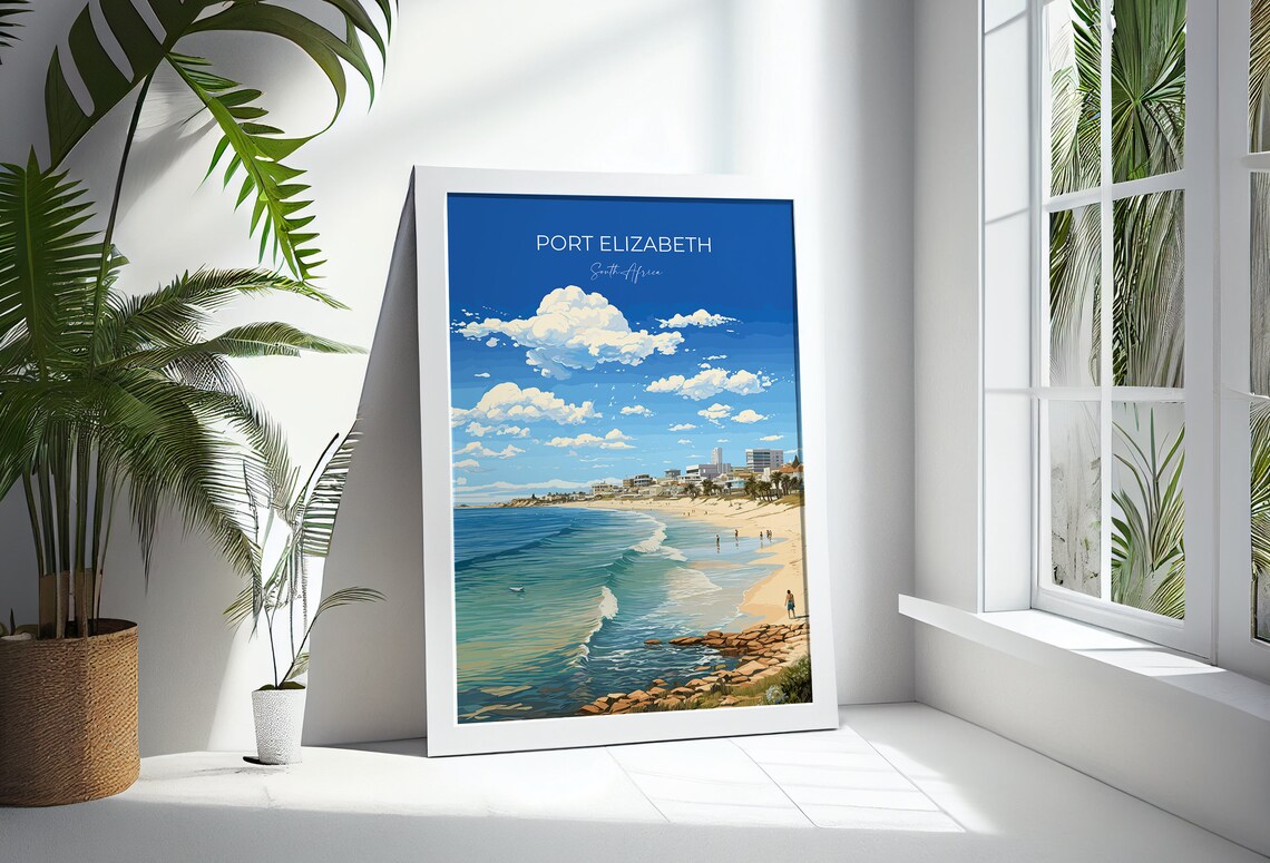 Port Elizabeth South Africa Surf Beach Bay Shoreline Travel Poster - Image 3