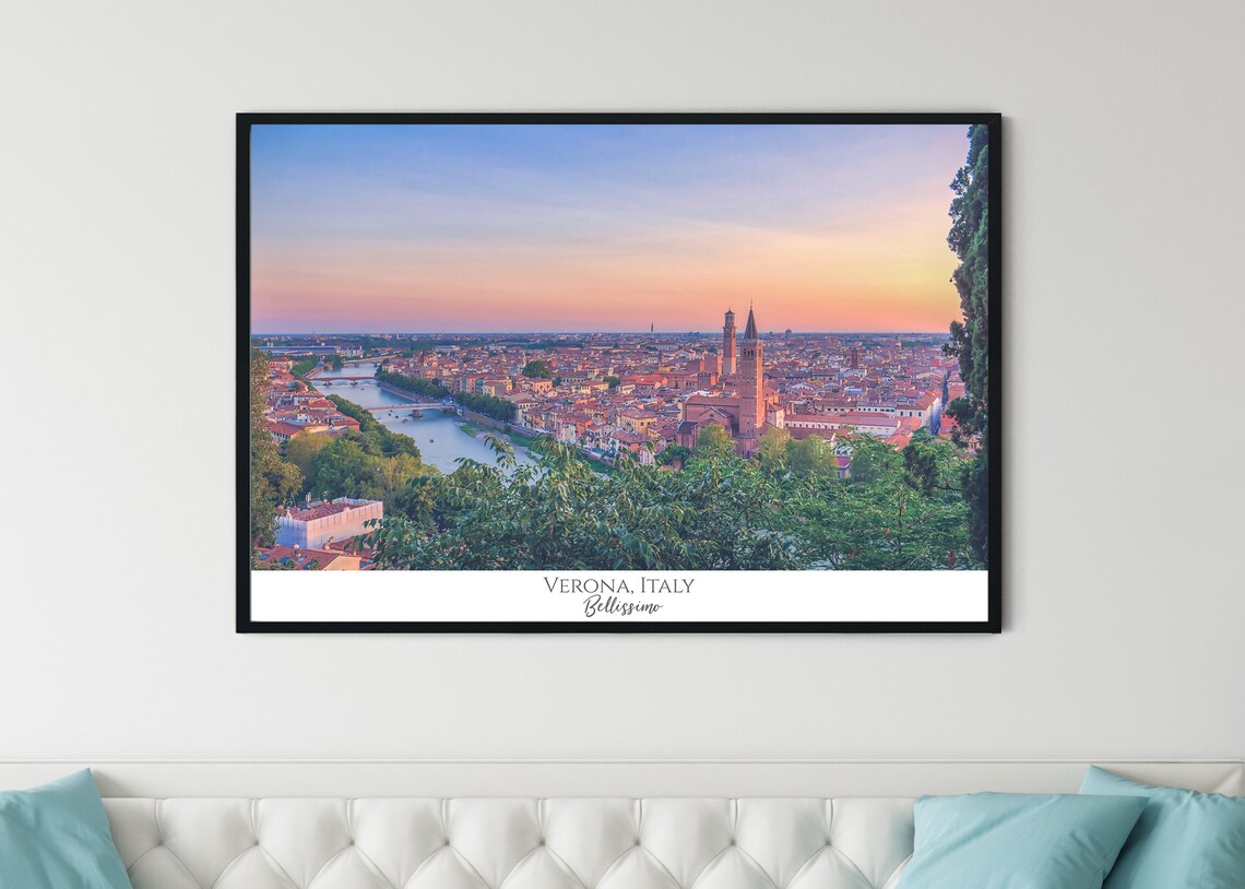 Verona Italy Sunset Photo Print of River Adige and City Towers - Image 2