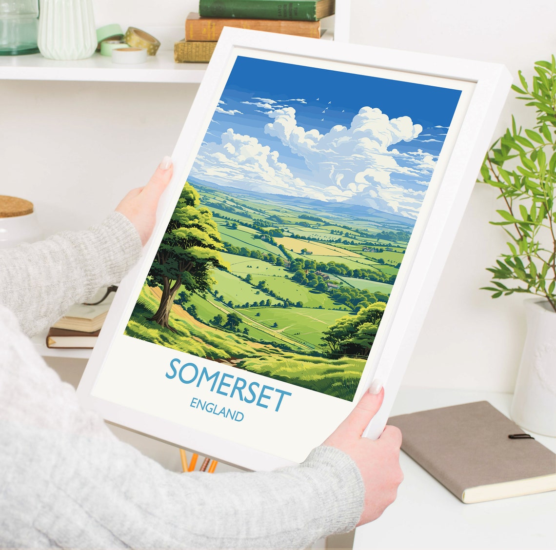 Somerset England Rolling Green Countryside Hills Travel Poster - Image 5
