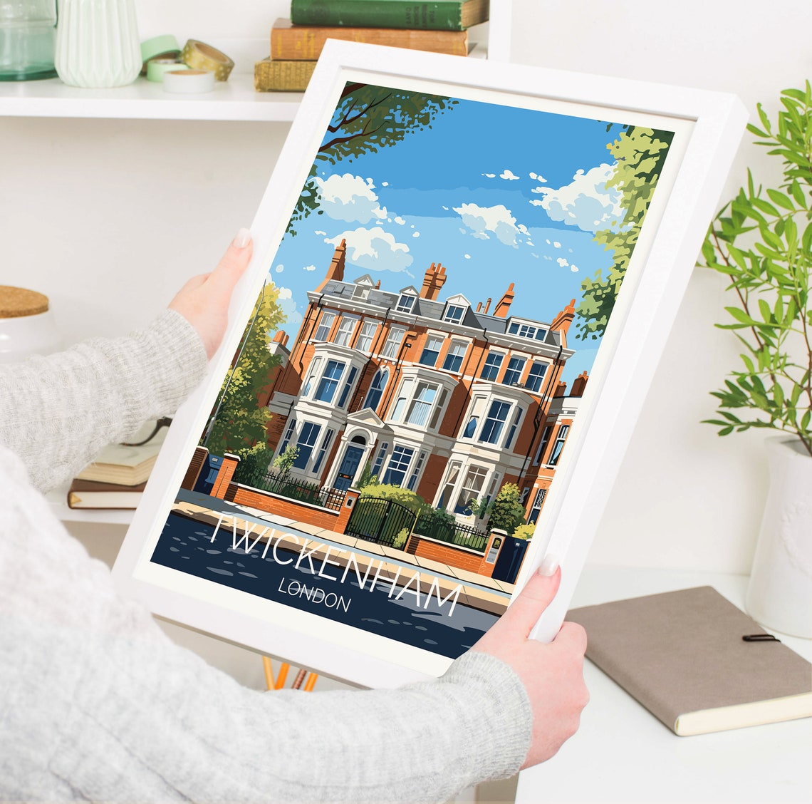 Twickenham London Grand Victorian Villa Sunny Facade Travel Poster - Image 5