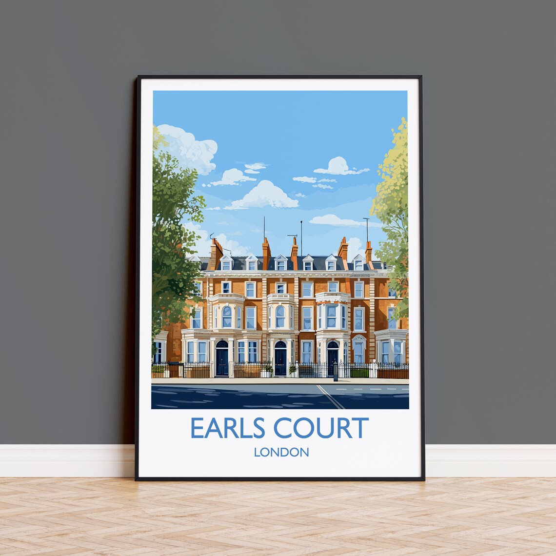 Earls Court Travel Poster, London Travel Print