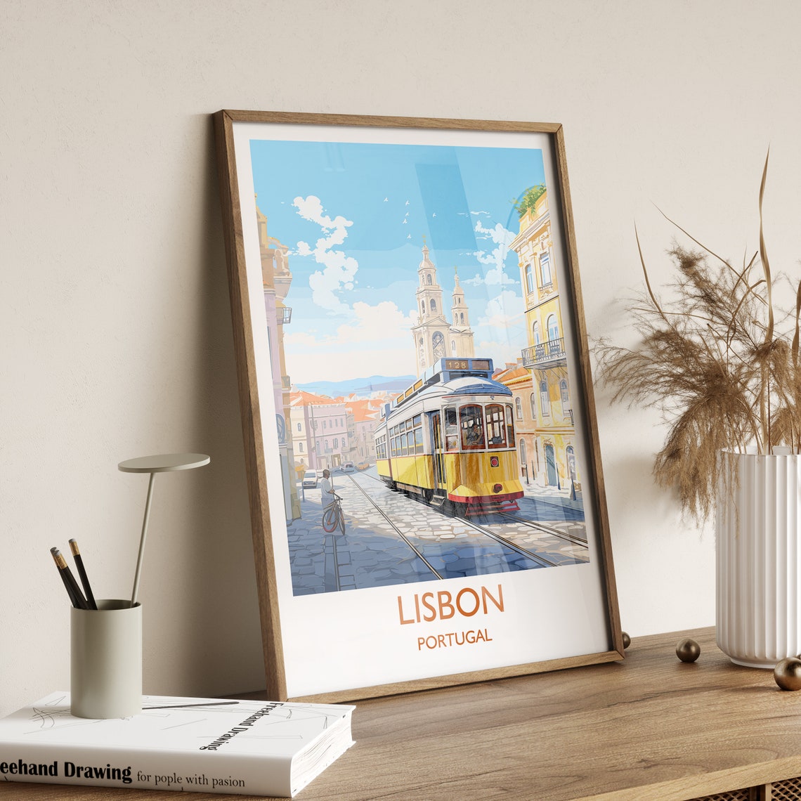 Lisbon Print Travel Wall Art Travel Poster Of Lisbon Lisbon Art Print Portugal Wall Print Lisbon Gift Lisbon Tram Artwork - Image 3