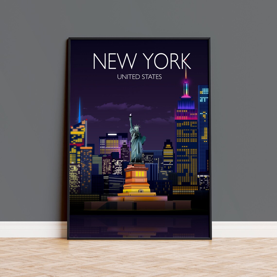 New York Travel Poster, Manhattan Skyline Art Print