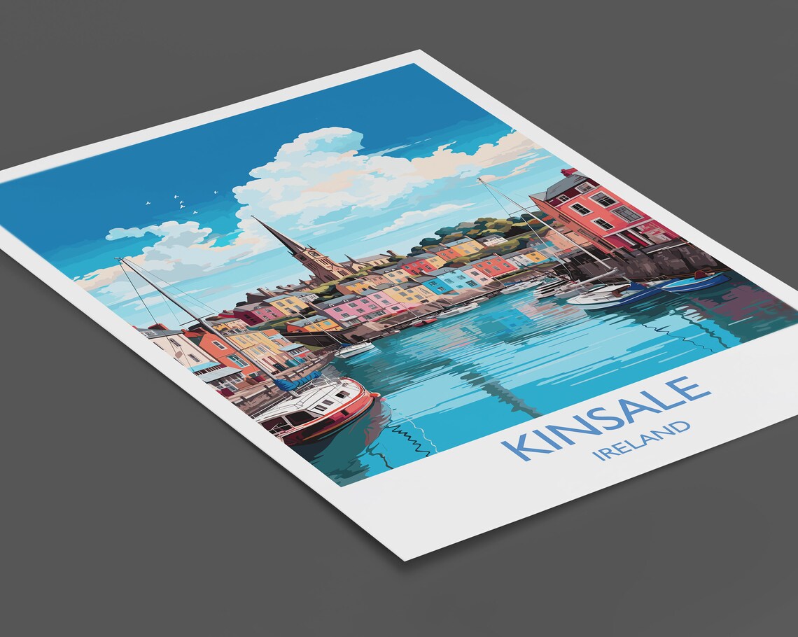 Kinsale Ireland Harbor Colorful Houses Sailboats Travel Poster - Image 2