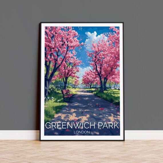 Greenwich Park London Cherry Blossom Avenue Spring Travel Poster