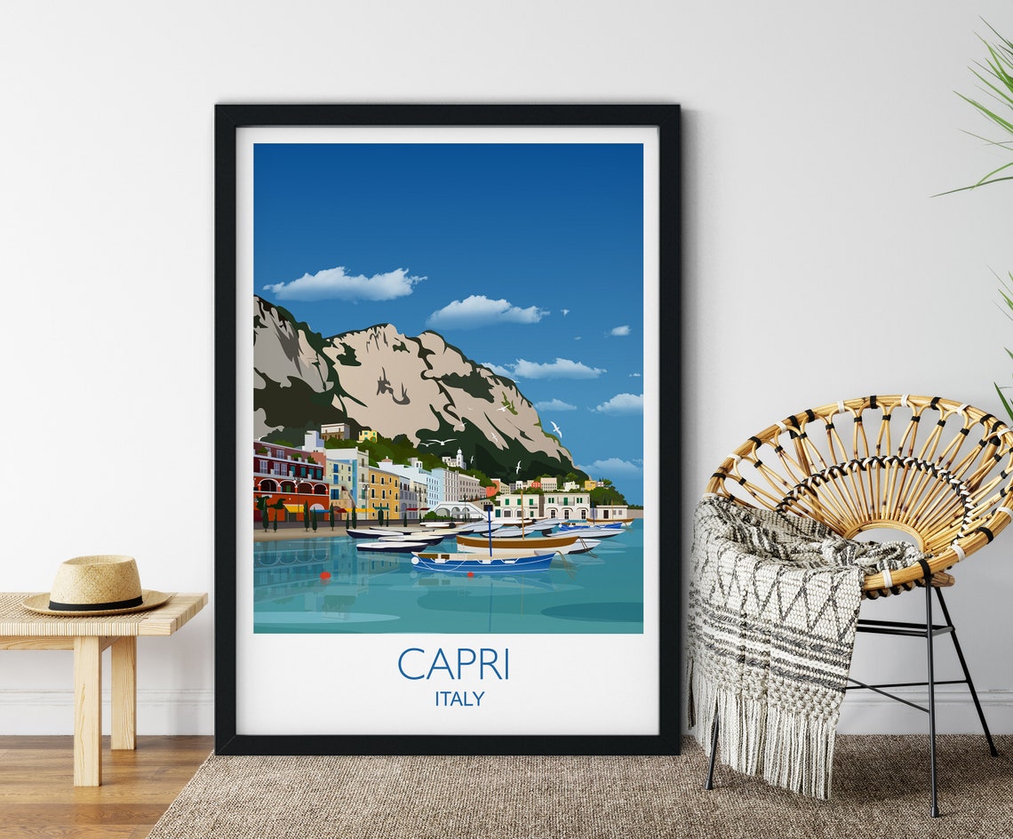 Travel Poster Of Capri Travel Print Of Capri Capri Italy Italy Travel Poster
