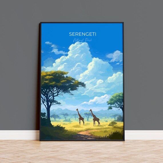 Serengeti National Park Giraffes Savanna Plains Travel Poster