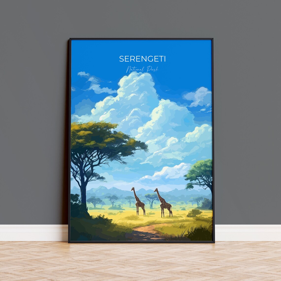 Serengeti National Park Giraffes Savanna Plains Travel Poster