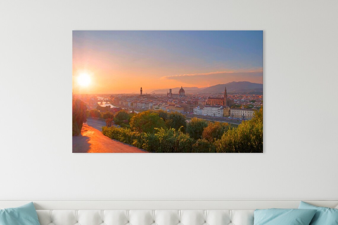 Florence Italy Golden Sunset Skyline Photo Print of Duomo City View
