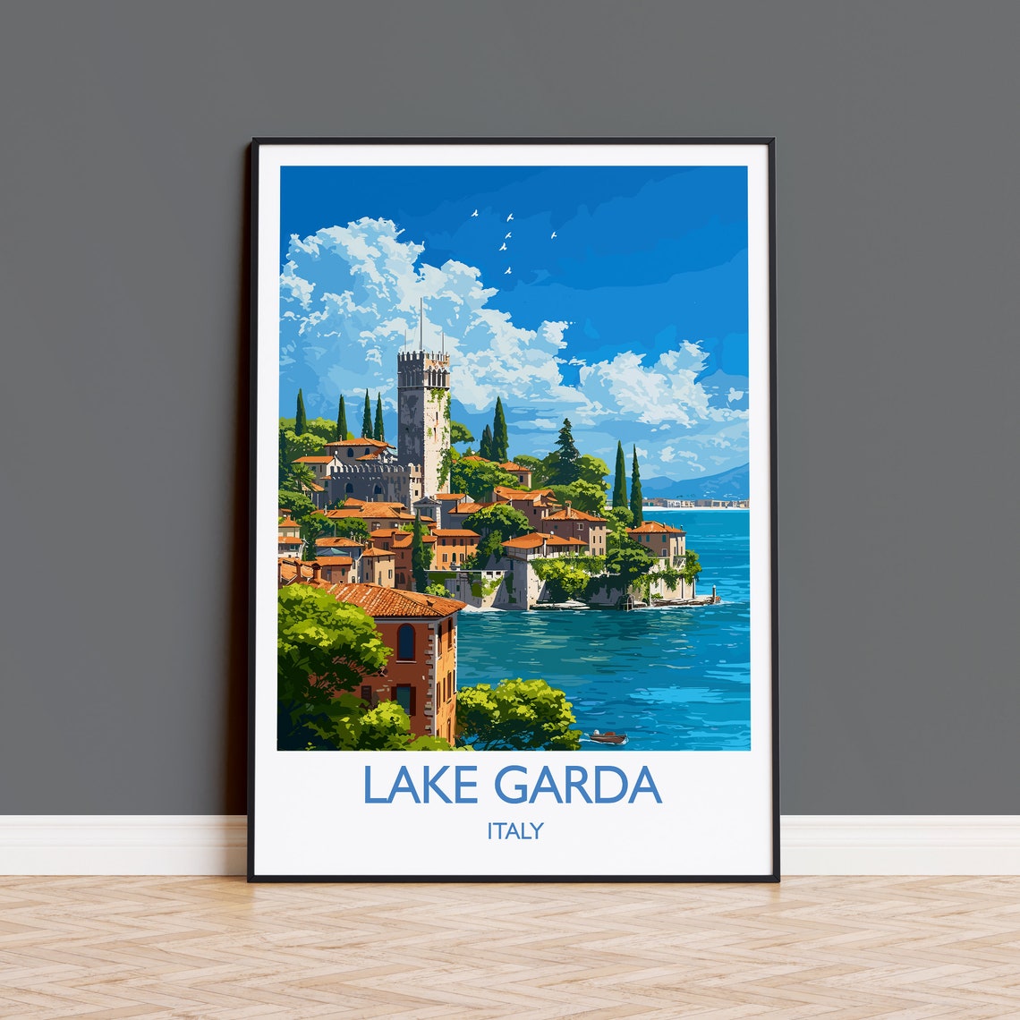 Lake Garda Travel Print Wall Art Travel Poster Of Lake Garda Lake Garda Art Lovers Gift Italy Italian Lakes Art Gift