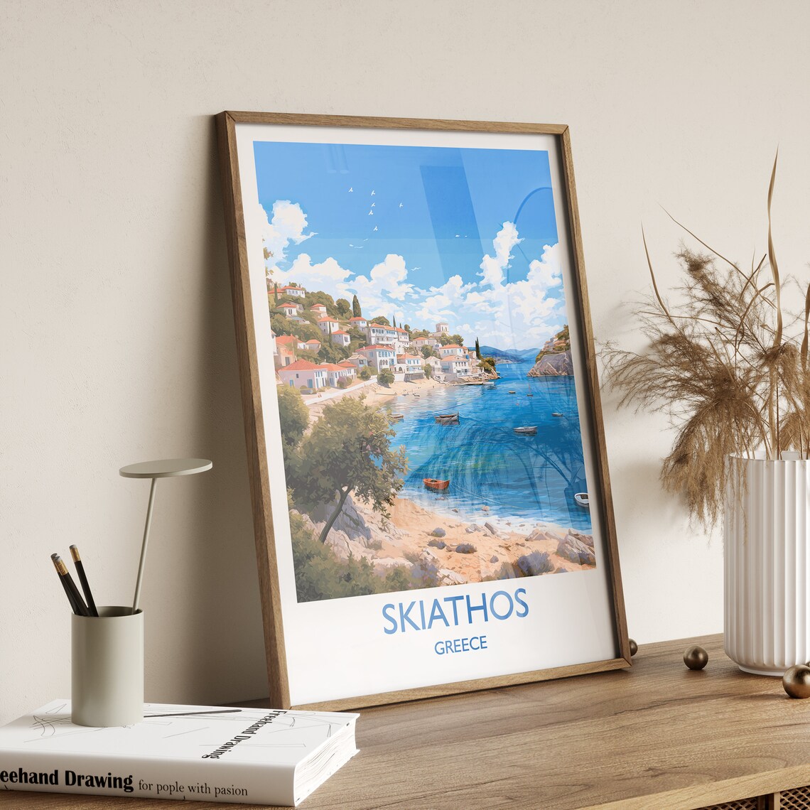 Skiathos Travel Poster, Greek Islands Art - Image 3