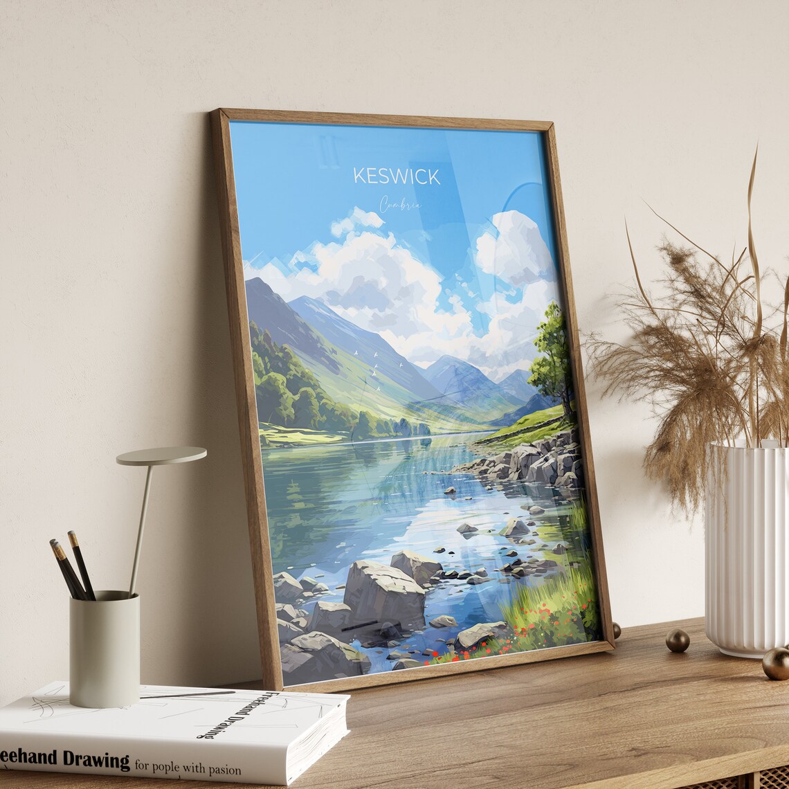 Keswick Travel Poster, England Cumbria Art Print - Image 2