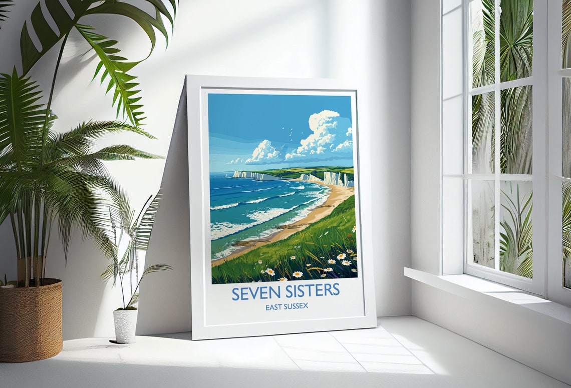 Seven Sisters Travel Print Wall Art Seven Sisters Travel Poster East Sussex English Coastal Art Seven Sisters Gift Art Lovers Gift - Image 3