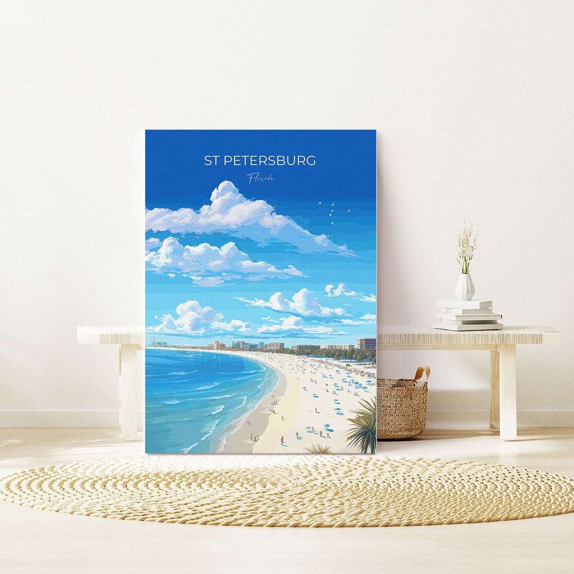 St Petersburg Florida Beach Umbrellas Skyline Gulf Coast Travel Poster - Image 3
