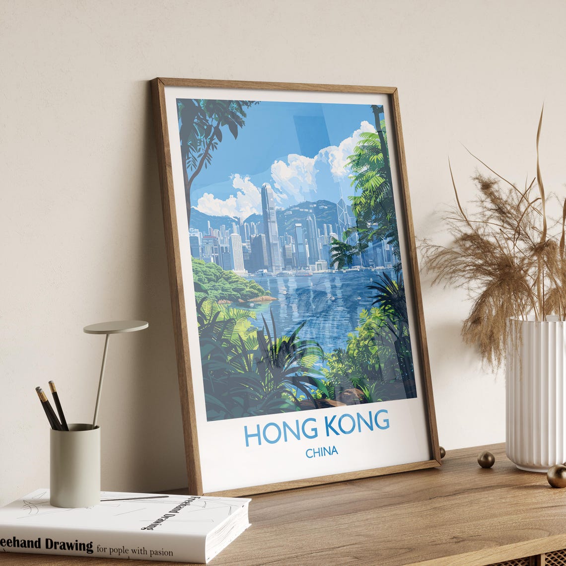 Hong Kong Travel Print Travel Poster Of Hong Kong Hong Kong Art Lovers Gift China Wall Art Gift - Image 2