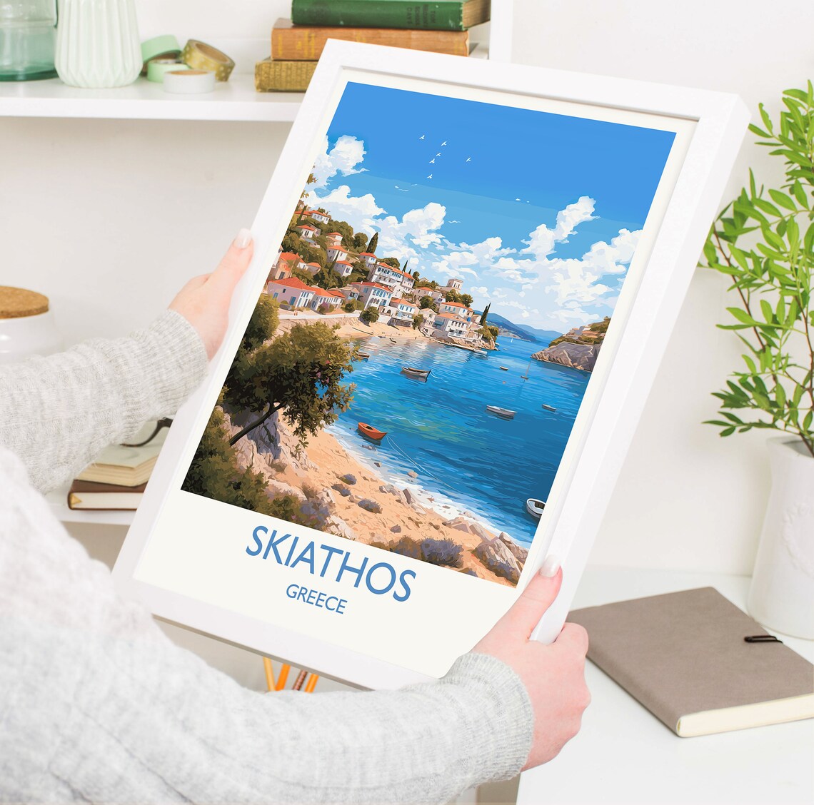 Skiathos Travel Poster, Greek Islands Art - Image 5
