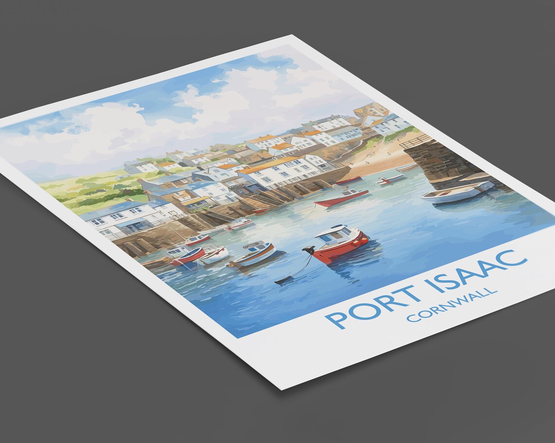 Port Isaac Travel Poster, Cornwall England Art Print - Image 2