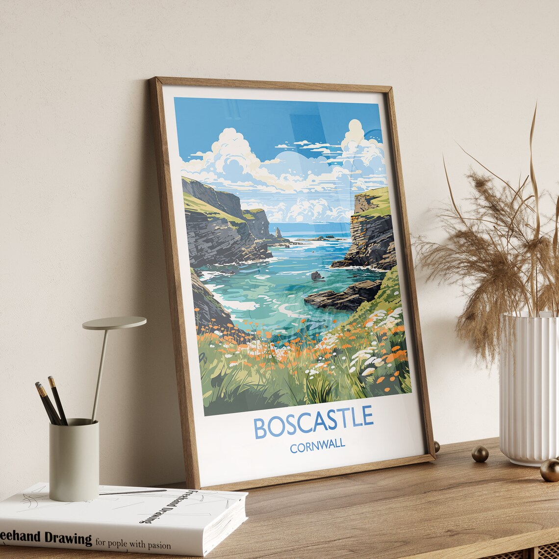 Boscastle Travel Poster, Cornwall England Travel Art - Image 2