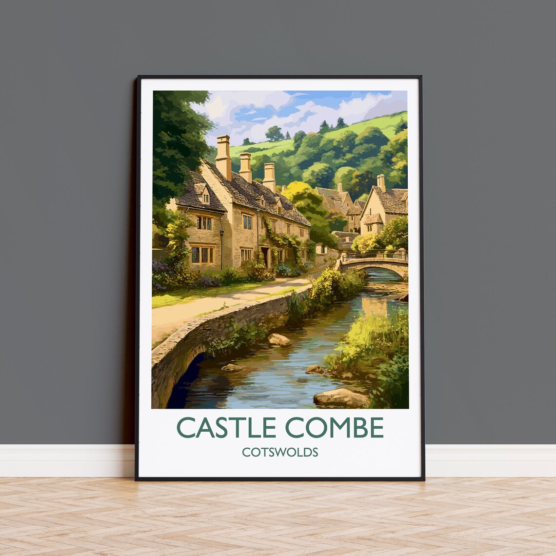 Castle Combe Travel Poster, Cotswolds England