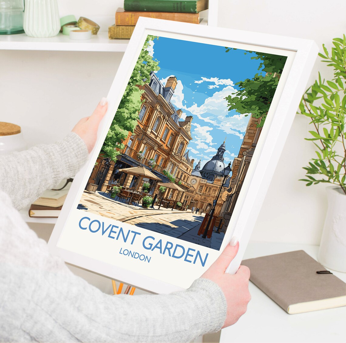 Charming Covent Garden London Street Cafe Scene Market Square Poster - Image 5