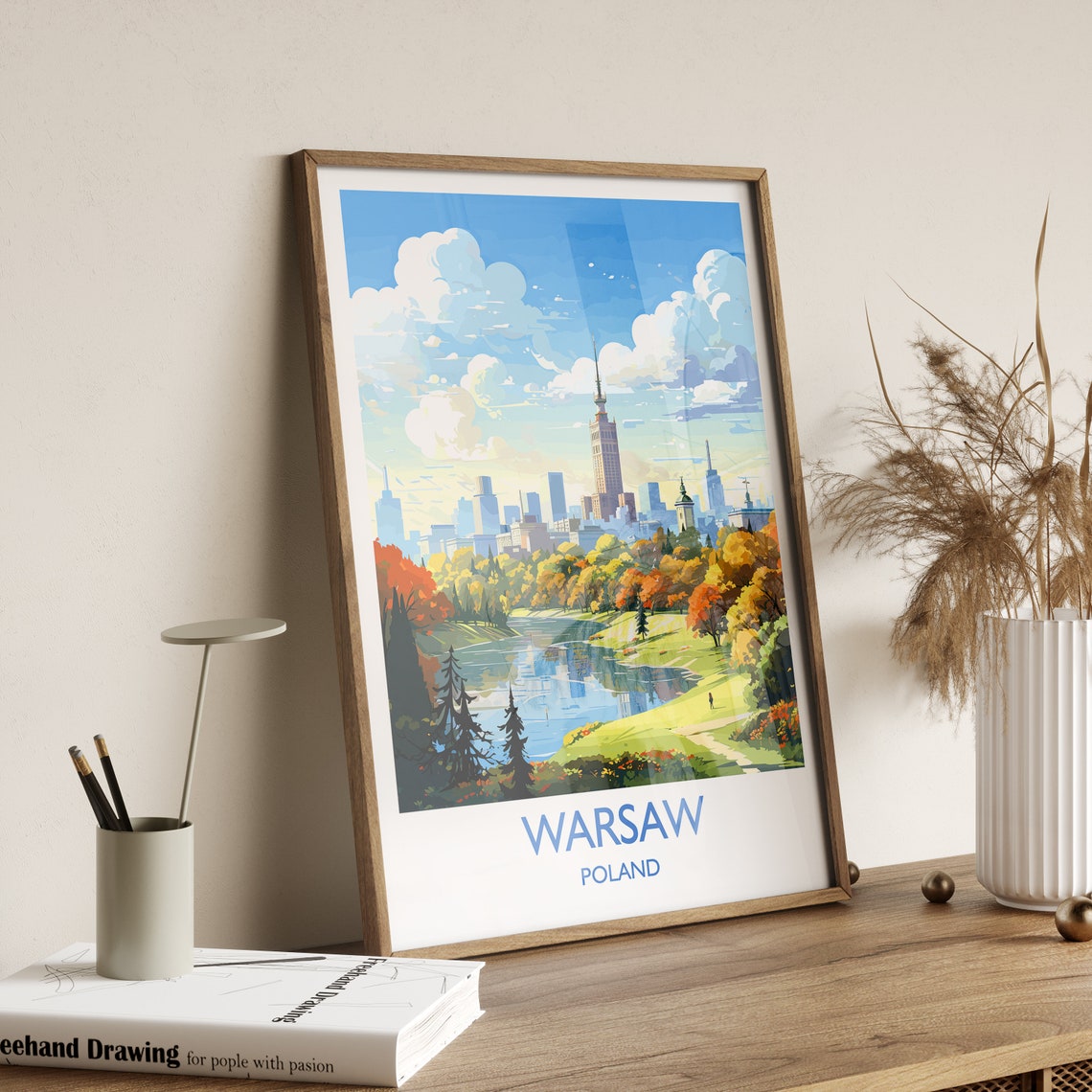 Warsaw Travel Poster Travel Print Of Warsaw Poland Poster Warsaw Art Gift Poland Art Lovers Travel Gift - Image 2