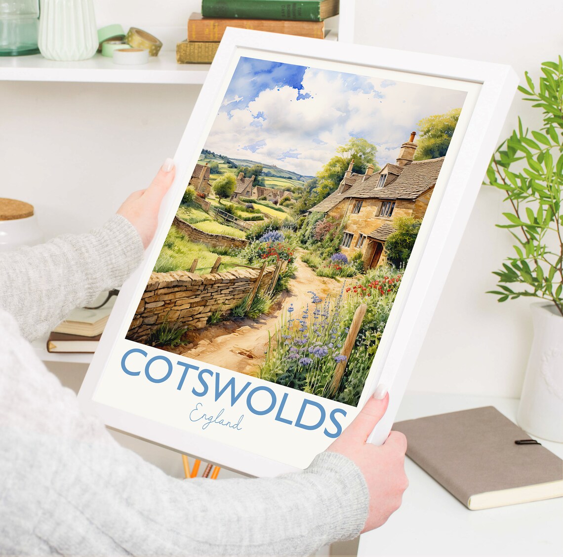 Cotswolds Travel Poster, England Watercolor Print - Image 5