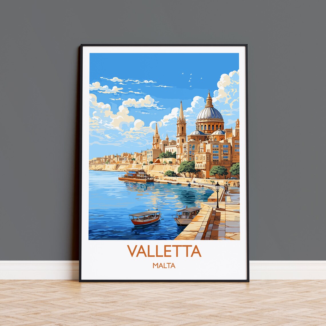 Valletta Travel Poster Malta Art Lovers Gift