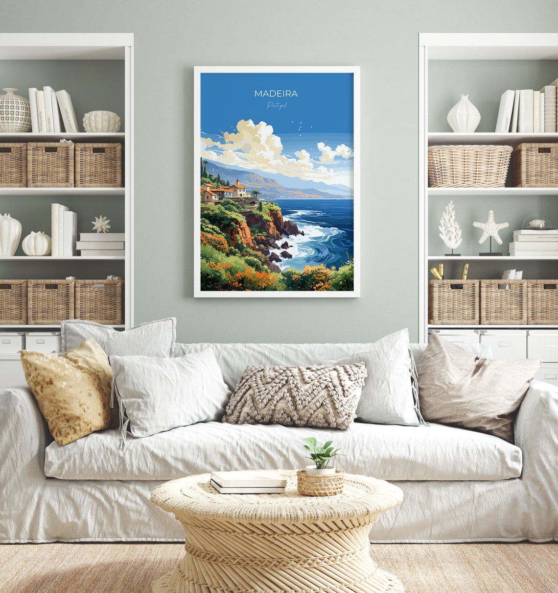 Madeira Portugal Dramatic Cliffs Village Seaside View Travel Poster - Image 4