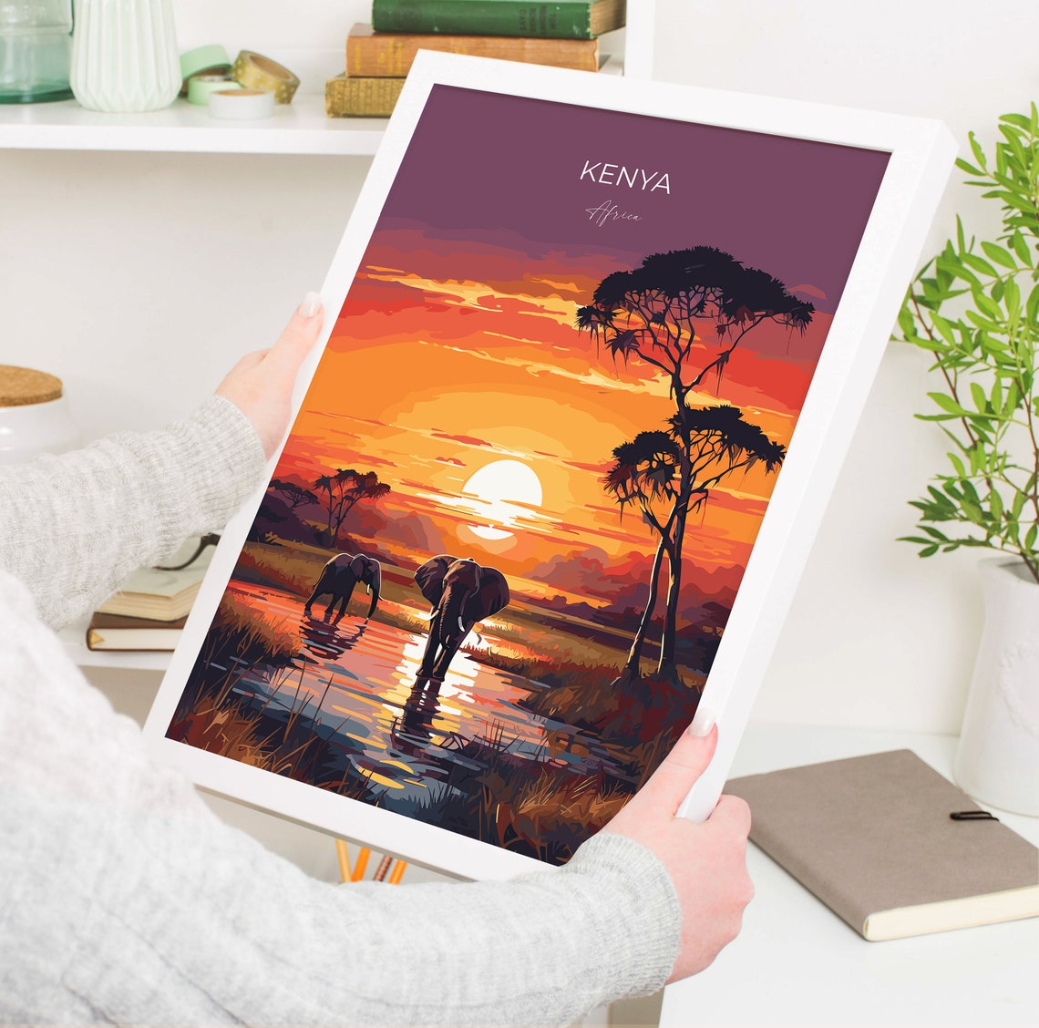 Kenya Travel Print Travel Poster Of Kenya Kenya Gift Kenya Sunset Africa Africa Art Gift Wall Art Print - Image 5