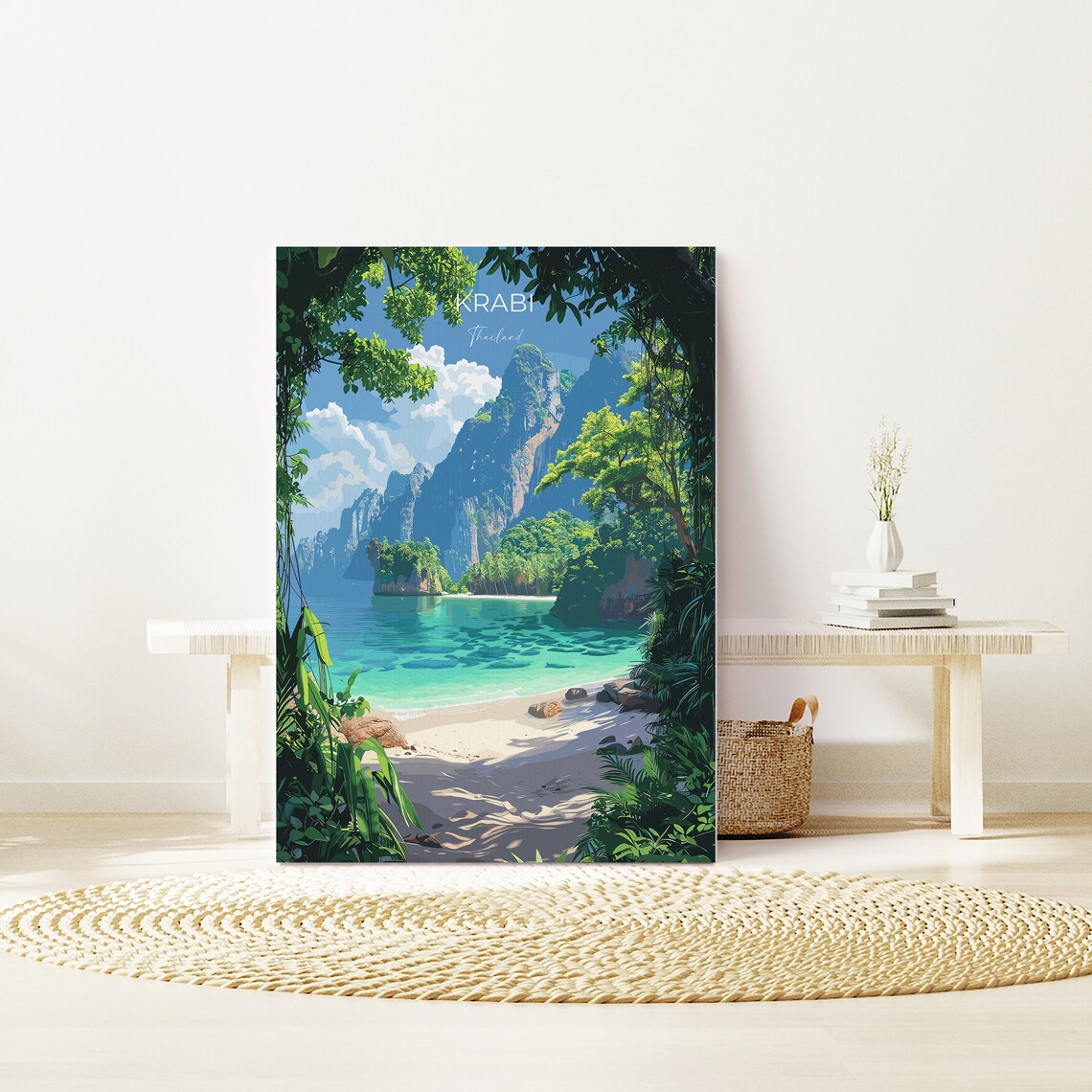 Krabi Thailand Hidden Jungle Cove Turquoise Water Travel Poster - Image 2