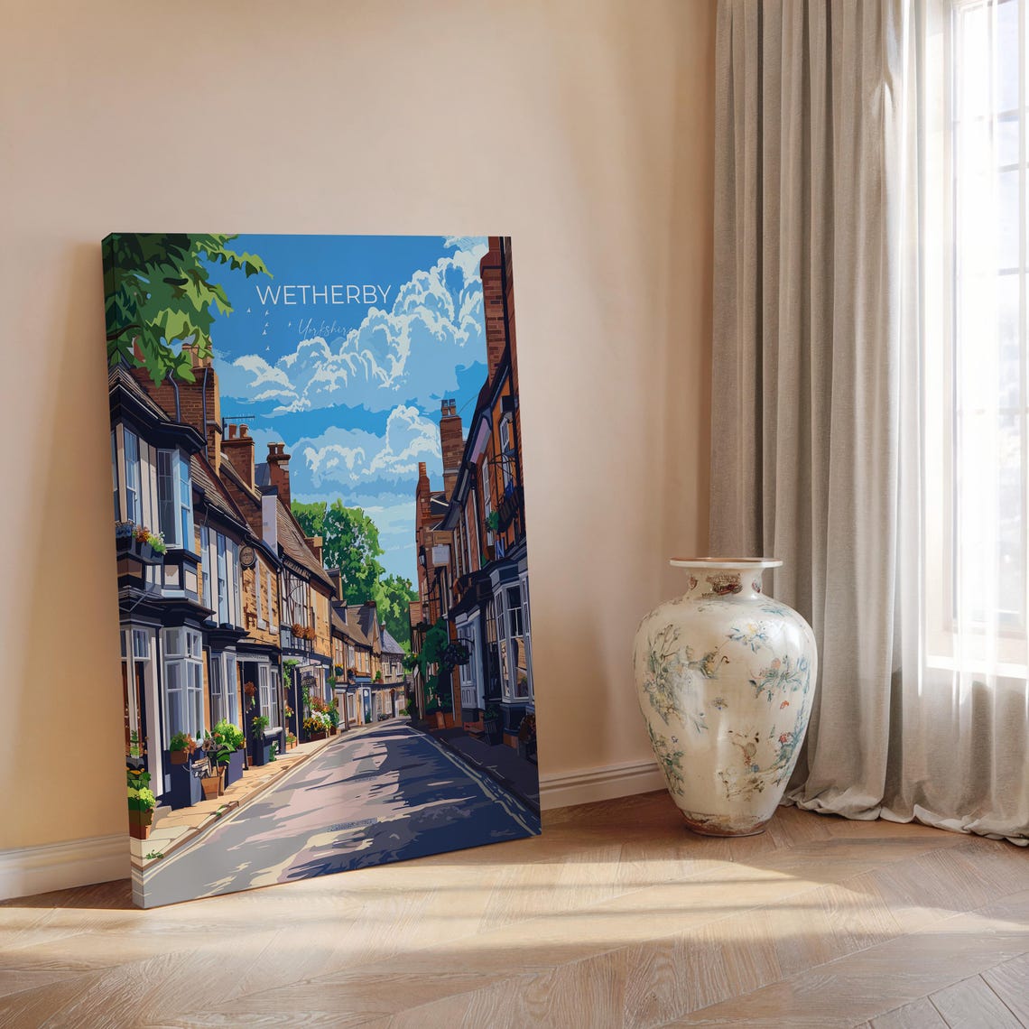 Wetherby Yorkshire Brick High Street Shops Modern Travel Poster - Image 2