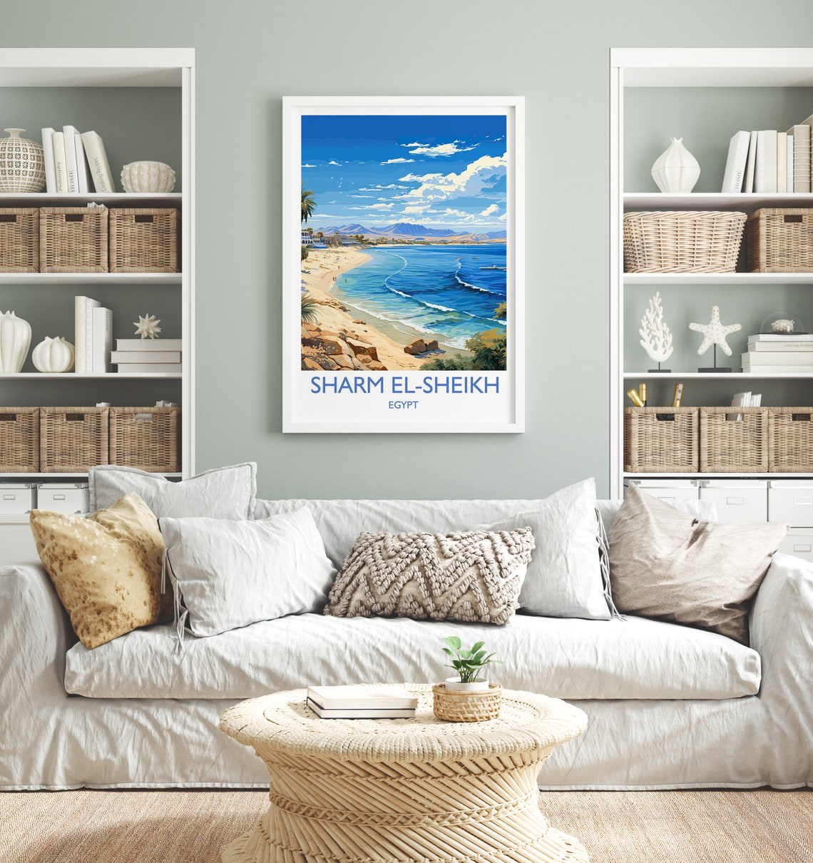 Sharm El Sheikh Egypt Beach Panorama White Border Travel Poster - Image 2