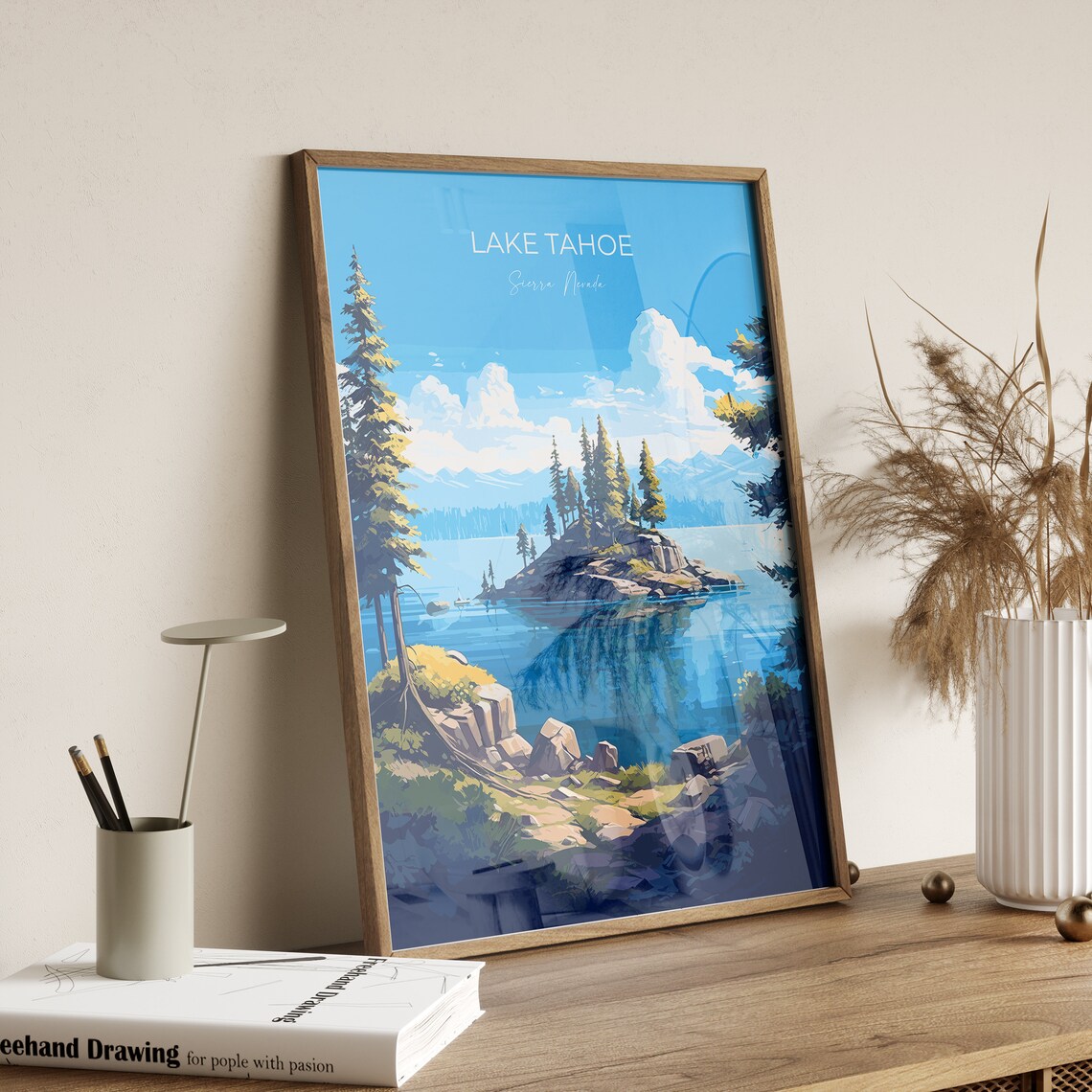 Lake Tahoe Sierra Nevada Pine Island Alpine View Travel Poster - Image 2