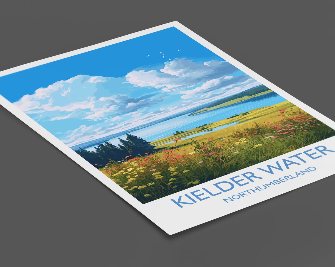Kielder Water Northumberland Reservoir Meadow Wildflowers Poster - Image 2