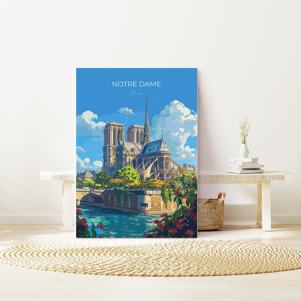 Notre Dame Paris Travel Poster Travel Print Of Notre Dame Paris France Paris Art Lovers Gift Notre Dame France Wall Art - Image 2