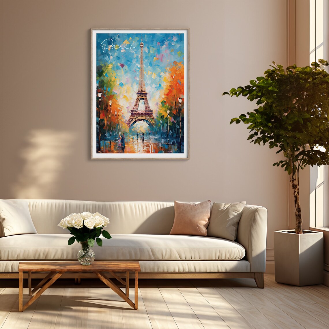 Eiffel Tower Autumn Trees Paris France Romantic Scene Poster - Image 4