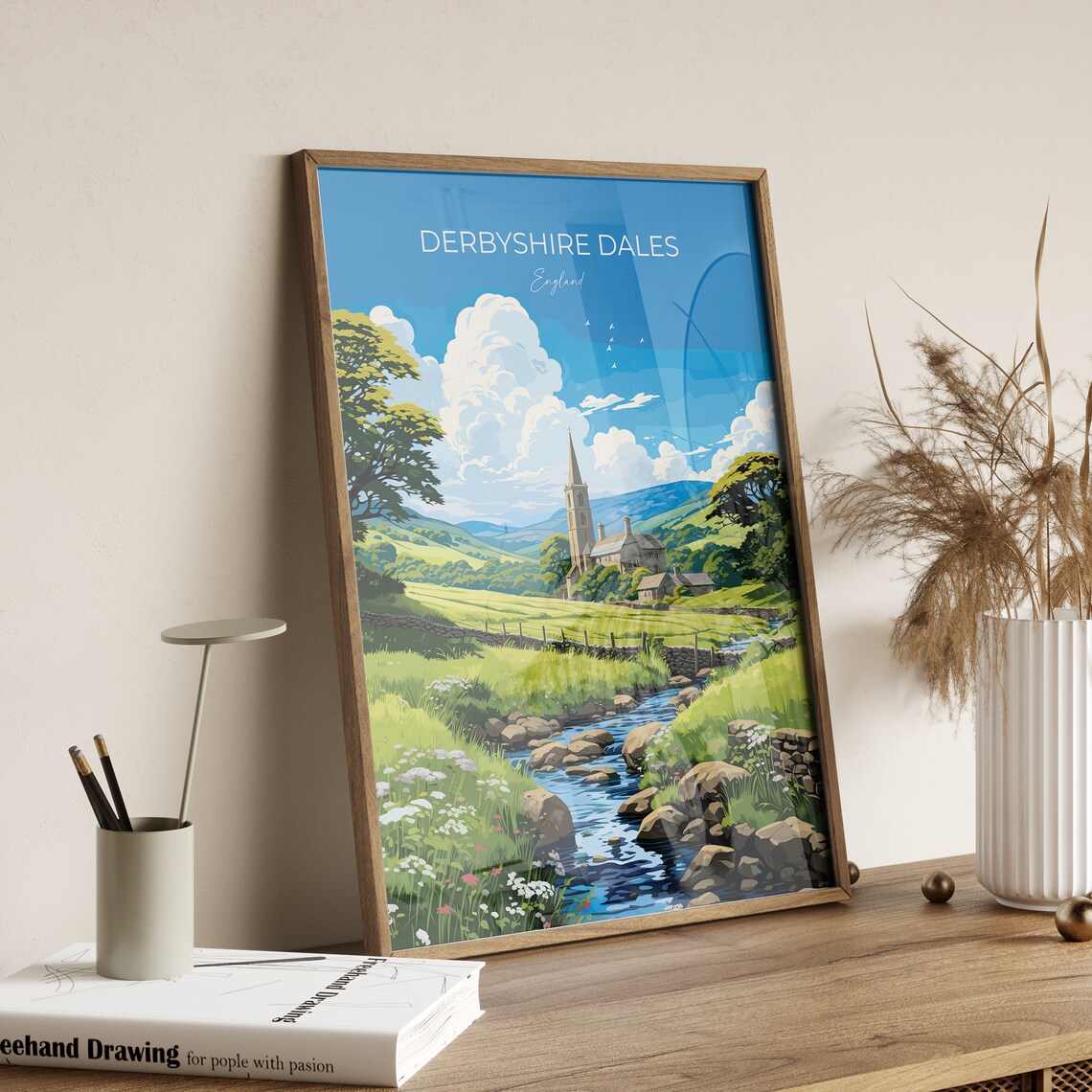 Derbyshire Dales Travel Poster, English Countryside - Image 2