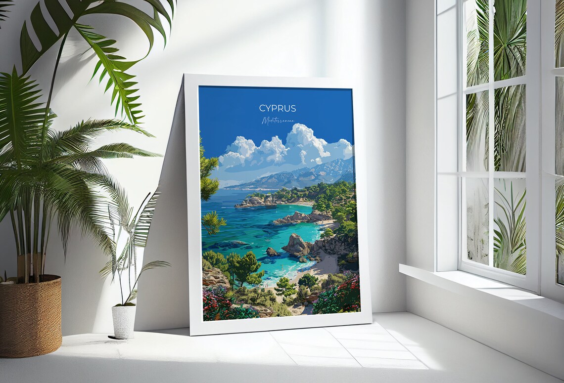 Cyprus Travel Poster, Mediterranean Art Print - Image 2