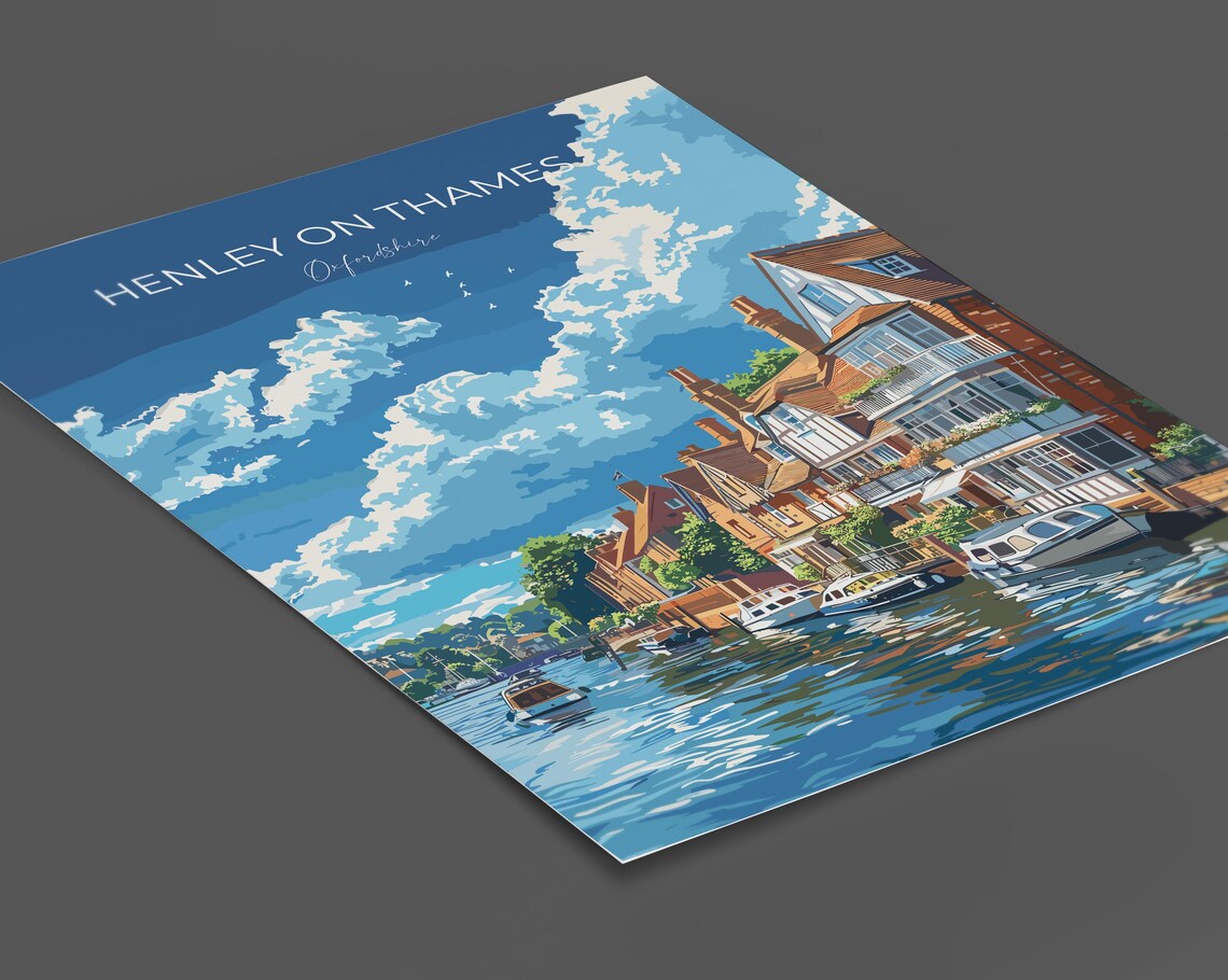 Henley On Thames Travel Poster, Oxfordshire Countryside - Image 3