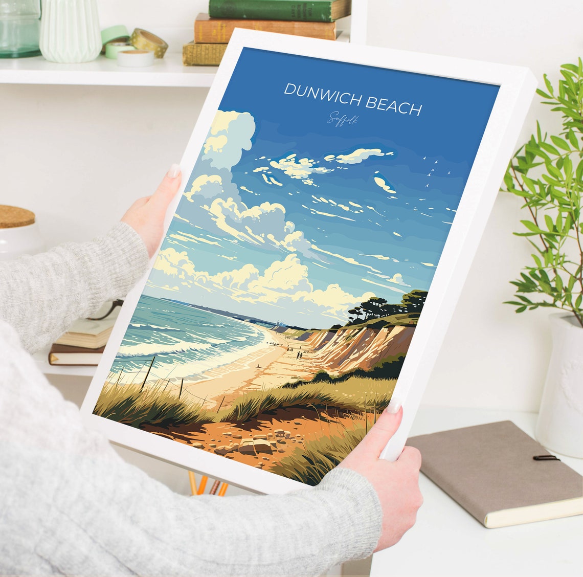 Dunwich Beach Suffolk Red Cliffs Sandy Shore Coast Travel Poster - Image 3