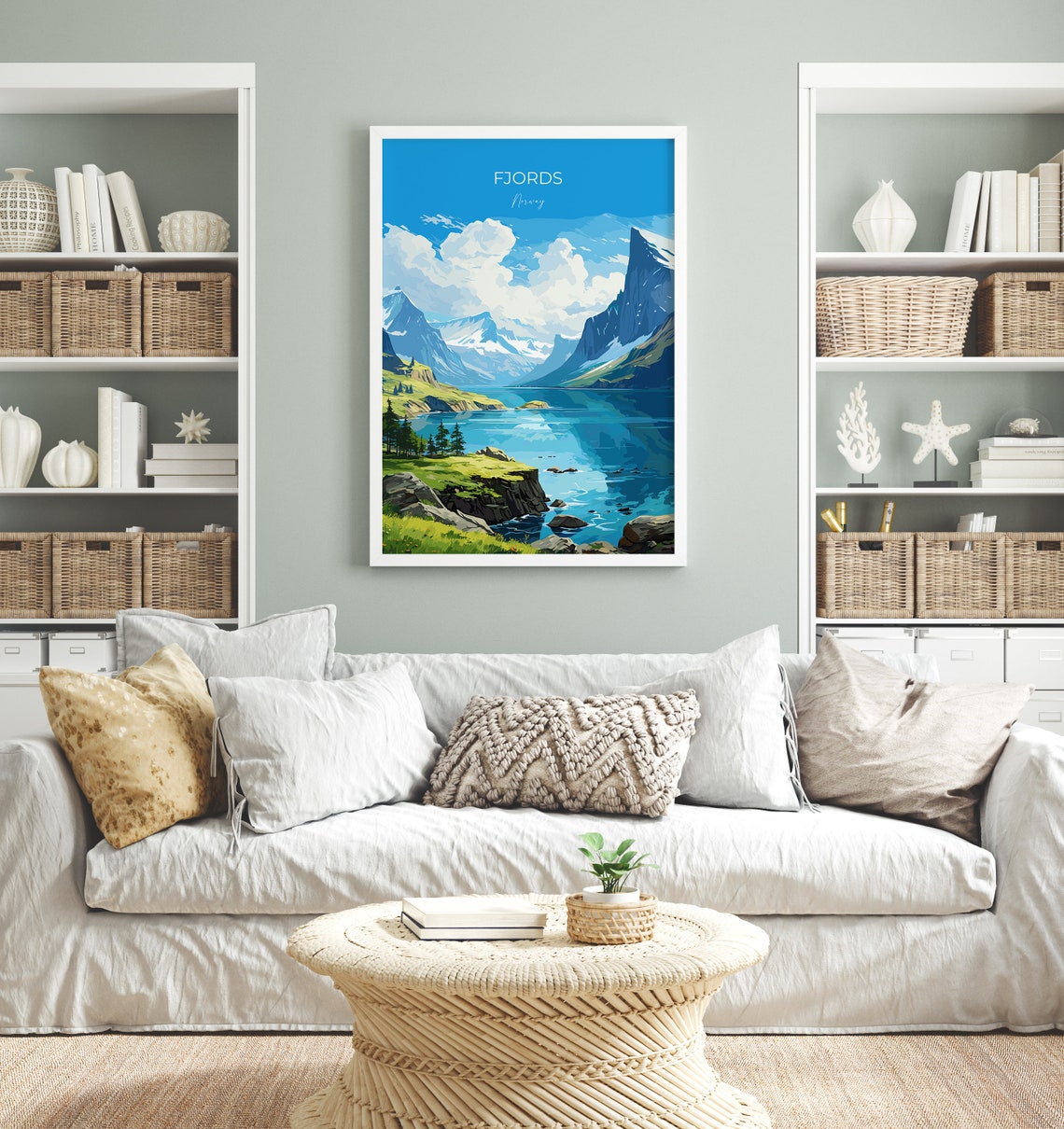 Fjords Travel Print Travel Poster Of Fjords Norway Poster Fjords Art Gift Norway Art Lovers Travel Gift - Image 4