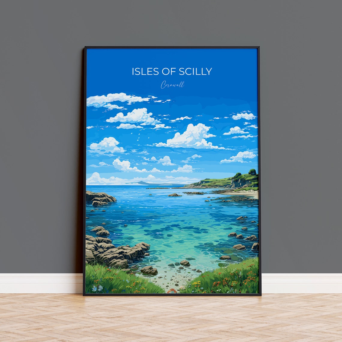 Isles Of Scilly Travel Print Travel Poster Of Isles Of Scilly England Cornwall Art Isles Of Scilly Art Lovers Gift Wall Art Print