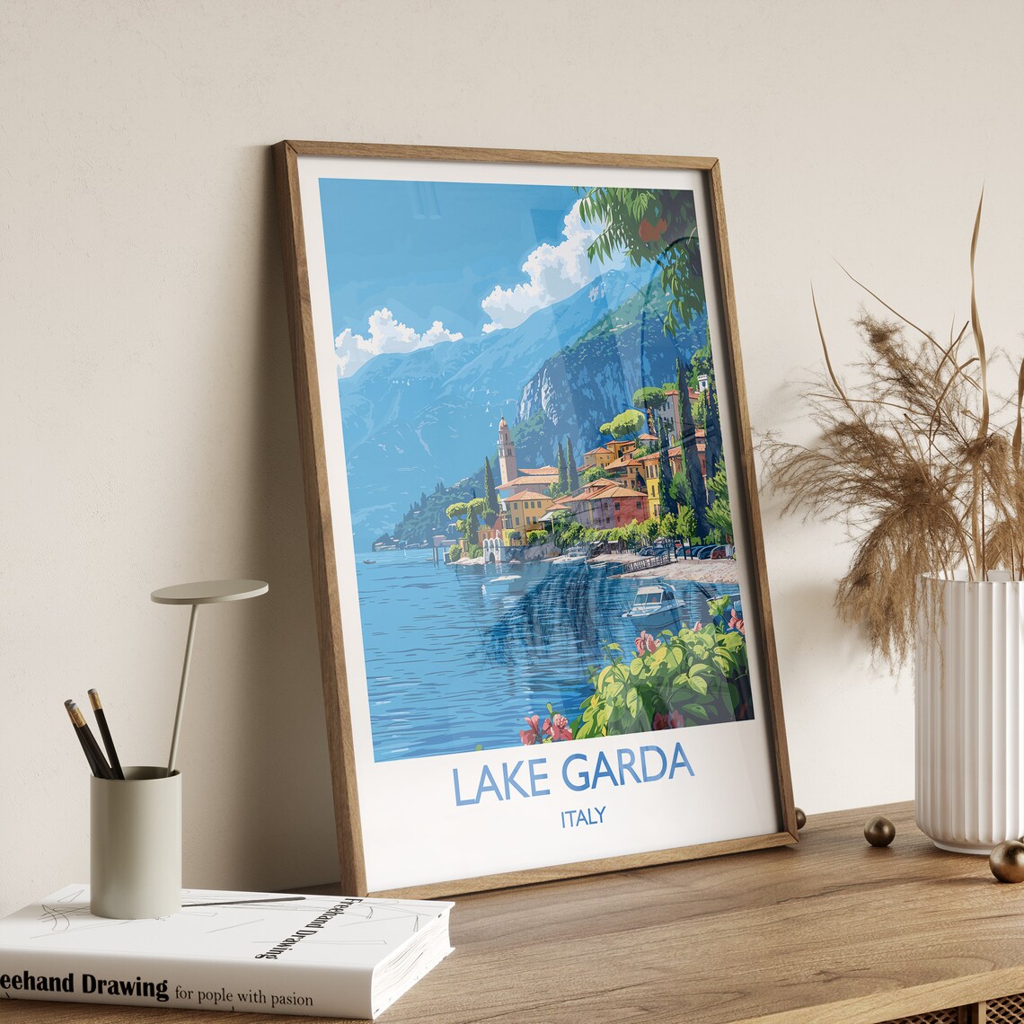 Lake Garda Travel Poster, Italy Italian Lakes Art - Image 2